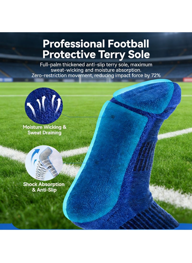 Kids Soccer Socks, 3 Pair Striped Knee High Football Socks for Boys & Girls, Youth Sports Athletic Socks for Ages 6-12 - Image 2